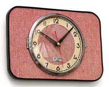 NEW 26cm Red Retro Wall Clock - Handmade Formica Mid Century Vintage French Gift