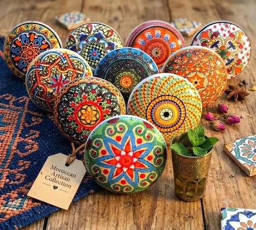 Multi coloured ceramic knobs