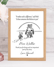 Personalised Teacher Print, Thank you appreciation gift, Winnie Pooh 3