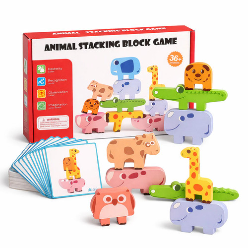 Wooden animal stacking blocks - animal,