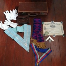 Masonic Regalia , Collars, Case, Gloves, Certificate