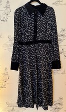 LK Bennett Anais Black Dress Velvet Collar UK 10 BNWT