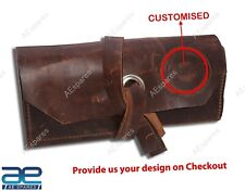 Customised Vintage Brown Leather Tool Roll Up Pouch Wrench Roll Chisel Bag