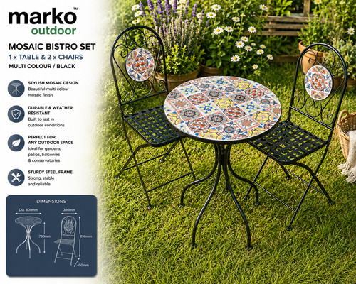 Mosaic garden bistro table - mosaic,