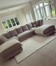 U Shape Sofa Cinema Sofa SALE PRICE Beige L Shape New Corner Chaise Footstool