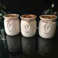 Large Tea Coffee Sugar Ceramic Jars Set of 3 Canisters kitchen Storage Jar Gift