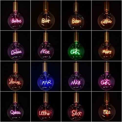 Led neon text light bulb - neon,