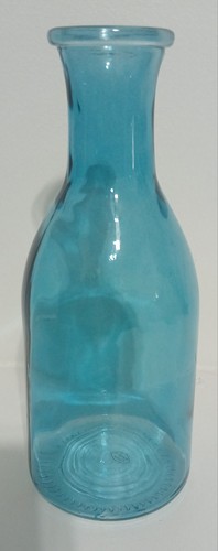 Vintage blue glass bottle vase - blue,