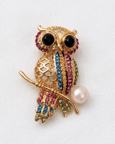 Beautiful owl brooch with - brooch,
