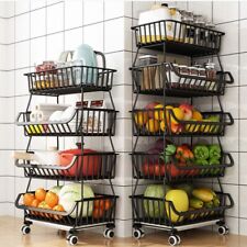 3/4/5 Tier Vegetable Fruit Trolley Cart Kitchen Rack Storage Basket Holder Shelf