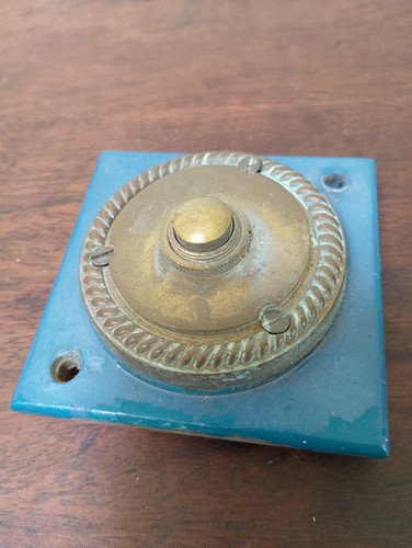 Vintage brass front door bell - vintage,