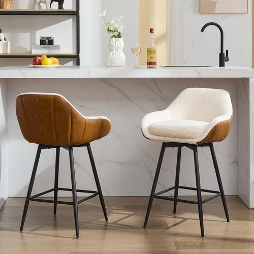 Swivel bar stools - stools, boucle