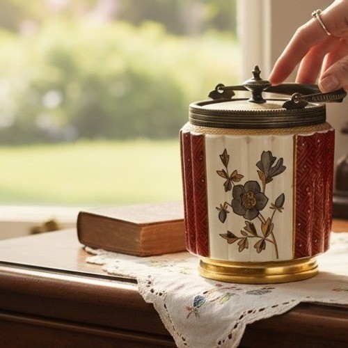 Antique floral ceramic biscuit - ceramic,