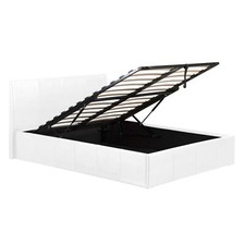 Fusion Ottoman Storage Bed Gas LiftUp Double 4ft6 King Size 3FT White PU Leather
