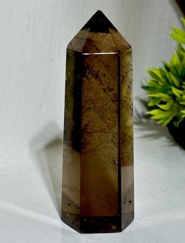 Smoky quartz tower point - quartz, deep