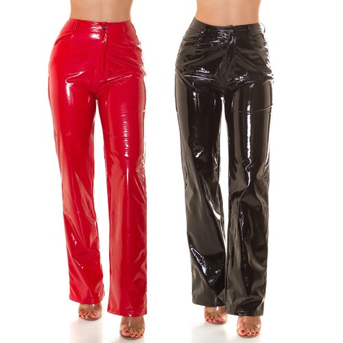 Flared trousers latex look - trousers,