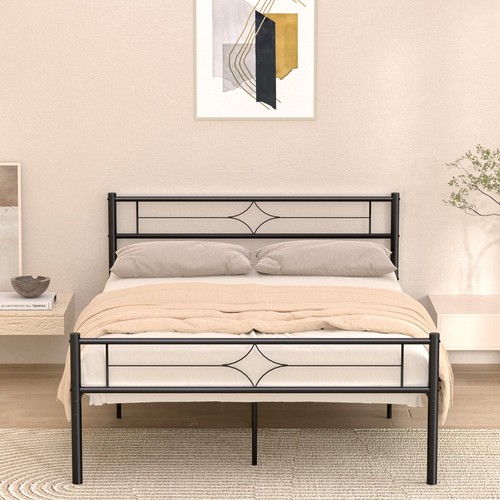 4ft6 double metal bed frame - bed, w/