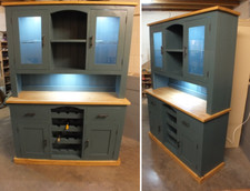 SHABBY PAINTED 2 DOOR DISPLAY DRESSER WITH WINE RACK RUSTIC F&B INCHYRA BLUE 