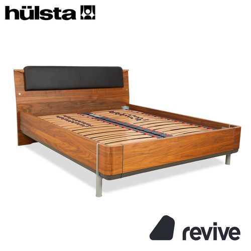 Hülsta wood bed brown - wood, leather
