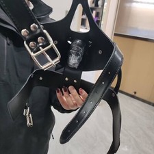 PU Leather Gimp Mask Bondage Fetish Head Hood Harness Detachable Plug Mouth Gag