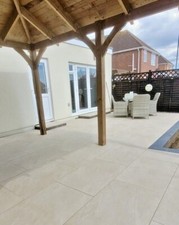 Aosta Crema porcelain paving patio slabs tiles | 600x900x20mm | split packs