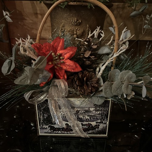 Vintage hanging basket - hanging, winter