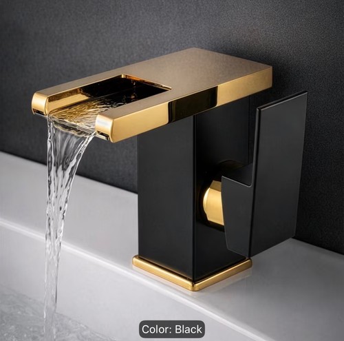 Black gold bathroom basin - black,
