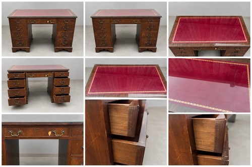 Antique mahogany pedestal desk - pedestal,