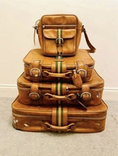 Set Of Four Vintage Leather Effect Suitcases 1970s