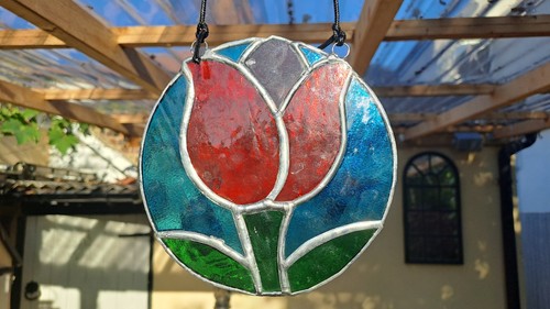 Stained glass tulip flower - stained,