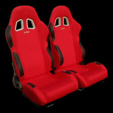 Pair of YAS Reclining Racing/Bucket Seats - Red - With Sliders