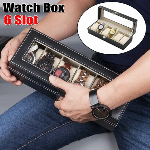 Mens grids leather watch - mens, 6