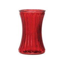 Red Pleated Glass Flower Vase