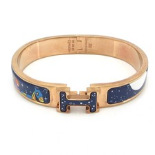 Auth HERMES Clic H Rose Gold Navy Multi Hardware Bangle