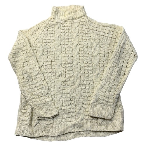 Vintage yellow wool aran knit - wool,