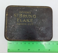 Vintage Ogden's St Bruno Flake Rough Cut Tobacco Tin Size 10.5x8x2.4 cm