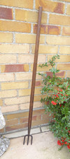 Vintage BRADES hand Fork Garden  Tool With long Wood Handle, No 639