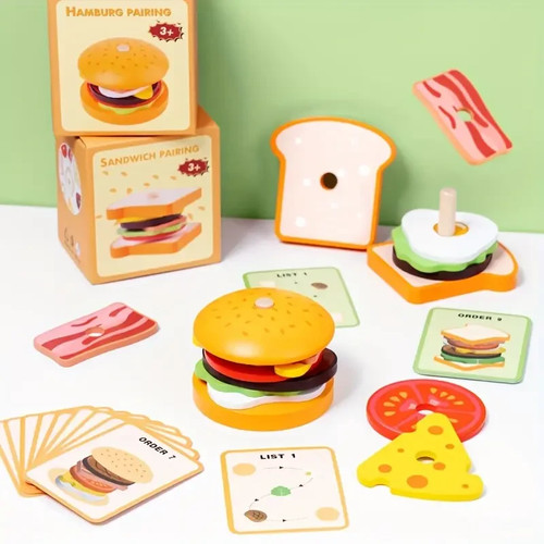 Montessori wooden hamburger - wooden,