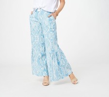 the Tolani Collection Women's Petite Pants 2XP Printed Palazzo with Blue A397699
