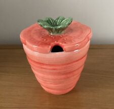 Vintage St Michael M&S Strawberry Jam Marmalade Preserve Jar Pot Red Ceramic VGC