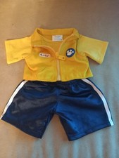 Build A Bear boys Yellow Cotton Jacket Navy Sports Trousers Vgc