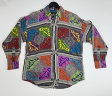 Vintage Timney Fowler Men’s 100% Silk Shirt S Multicolor Baroque Patchwork