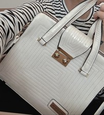 Vintage 1960’s Pierre Cardin snakeskin style handbag bag white gold with strap