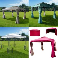 Garden Metal Gazebo Marquee 3x3/4m Patio Party Tent Canopy Shelter 2-tiers Roof