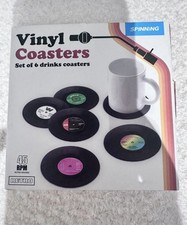 6x Retro Vinyl Drink Coasters
