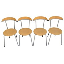 4 X Vintage Metal Bentwood Stacking Chairs 