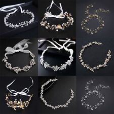 Bride Crystal Headband Bridal Hair Vine Pearl Leaf Wedding Hair Accessories