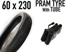 Pram Tyre + Tube 60 x 230 - TOURING Easy Rolling Smooth Square Flat Tread 60x230
