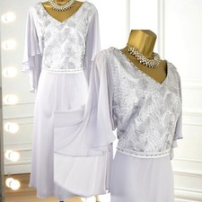 LIZABELLA Size 16 BNWT Silver Lace Dress Mother of the Bride Outfit Suit