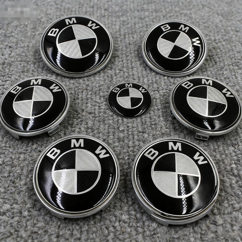 7pcs black grey emblem centre - black,